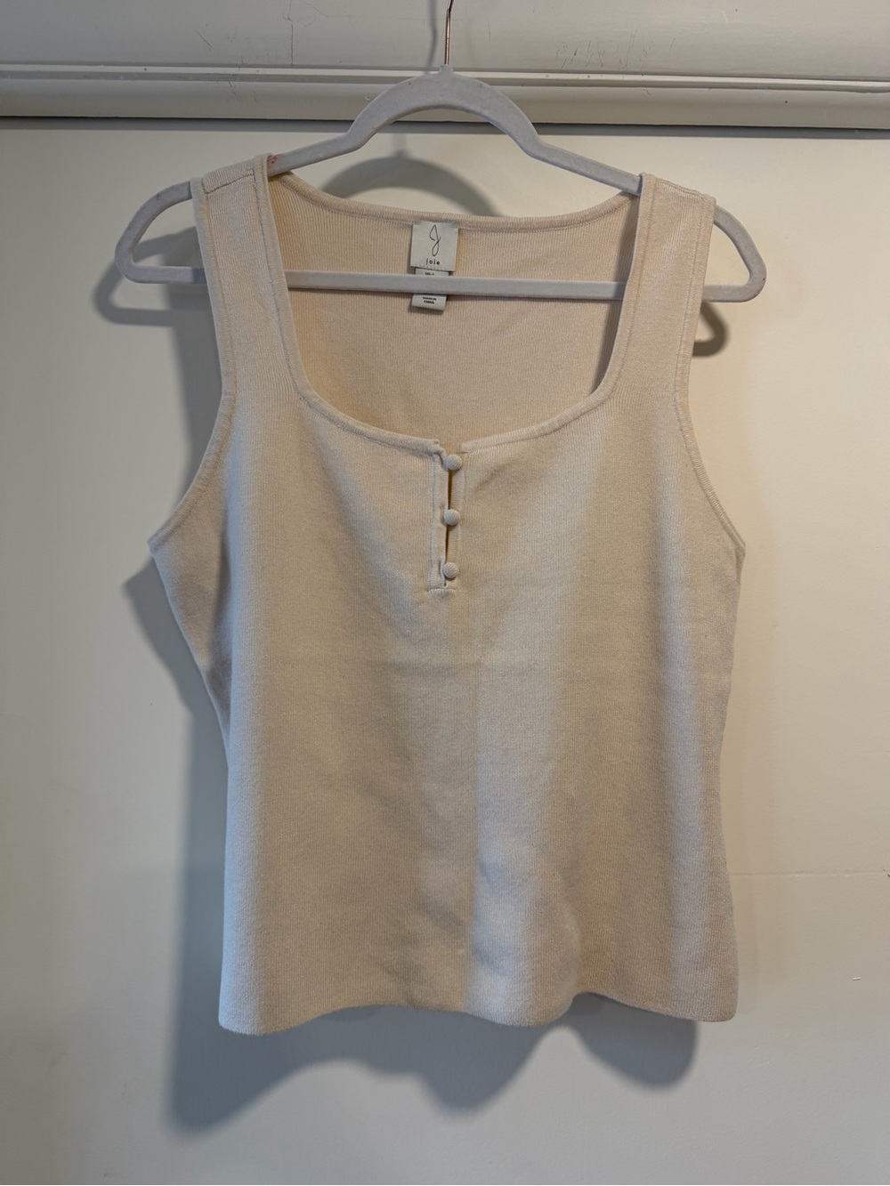 Joie Cream Knit Tank with Front Covered Buttons